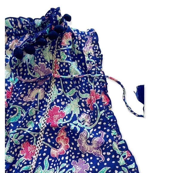 NWT Poupette St Barth Clara Ruffled Mini Dress in Blue Cary,  size L - Picture 8 of 12